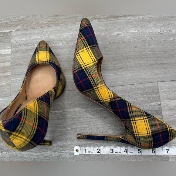 Lilania Lulus Plaid Spike Pump Point Toe Heels Womens Size 7.5 - Picture 8 of 12